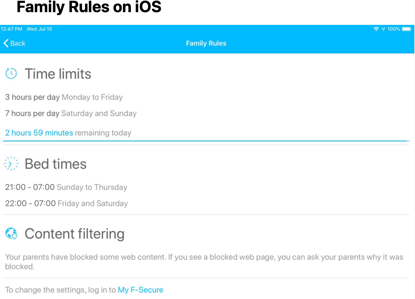 parental control, recommended parental control, bedtime, time limits for kids online